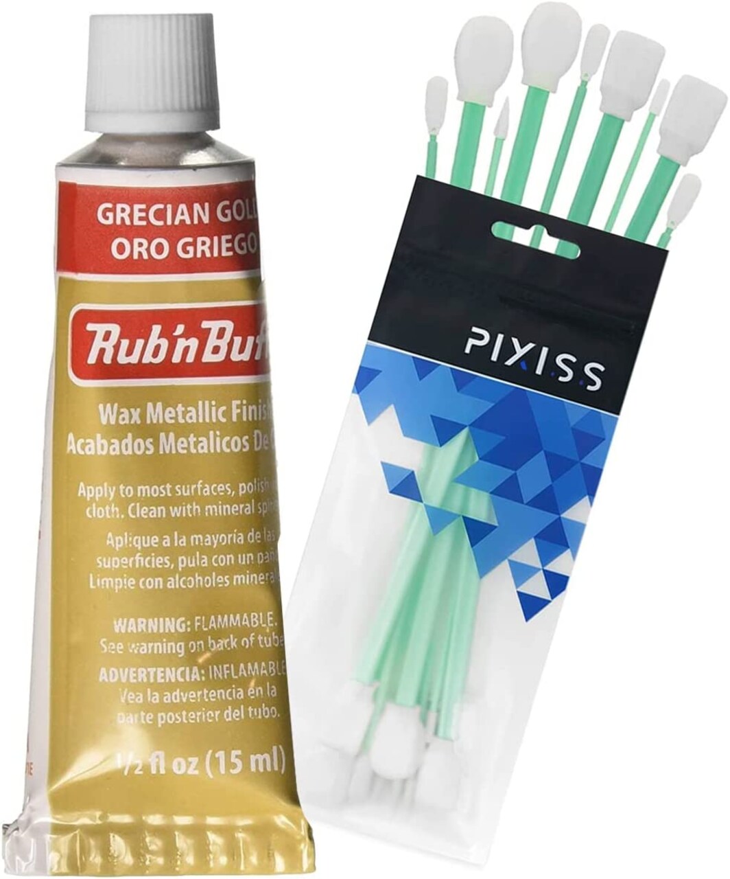 Rub n Buff Wax Finish Metallic Grecian Gold, 0.5-Fluid Ounce, Pixiss Blending Tools